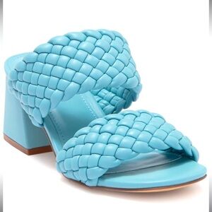 Steve Madden Light Blue Braided Block Heel Mules